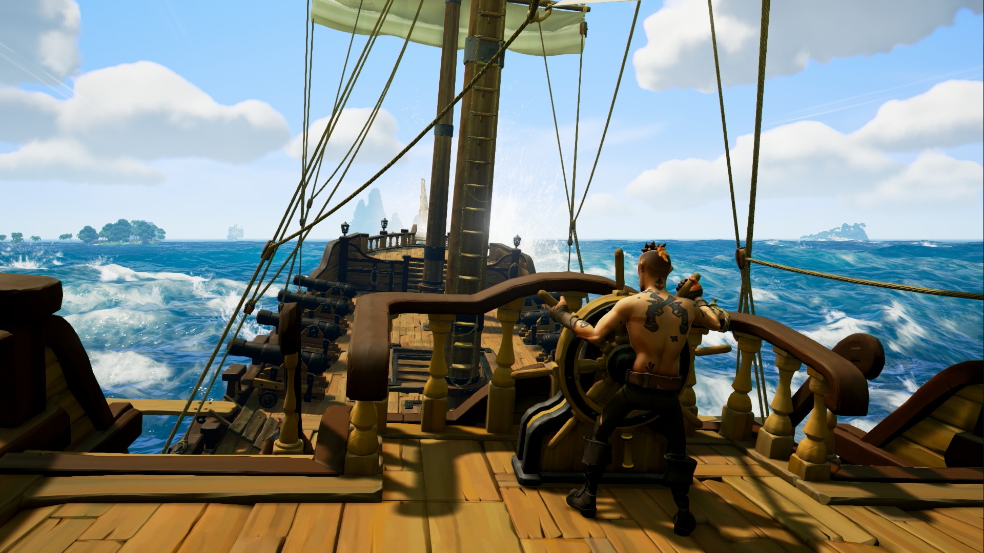 Sea of Thieves pirate ship on the ocean